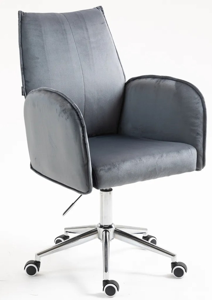 HR280K Scaun Grafit din Catifea cu Bază Cromata