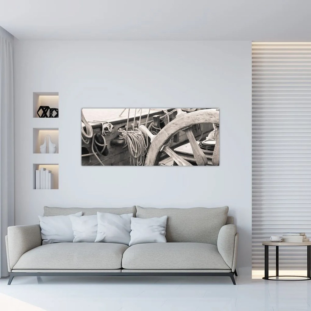 Tablou - Cârma de barcă cu vele (120x50 cm)