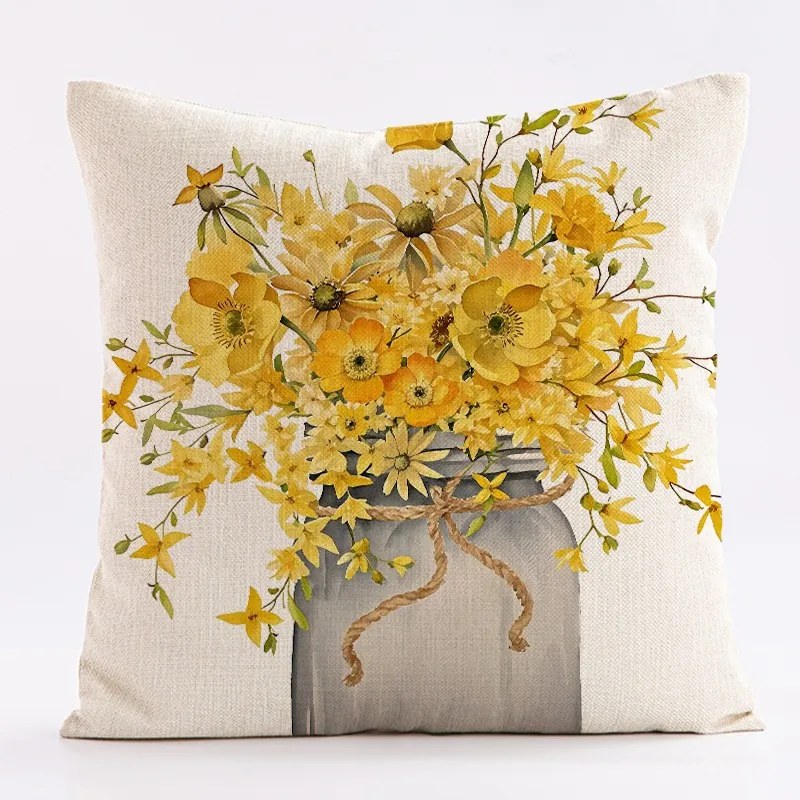 Husa din in pentru perna BLOSSURA 45x45 cm, crem