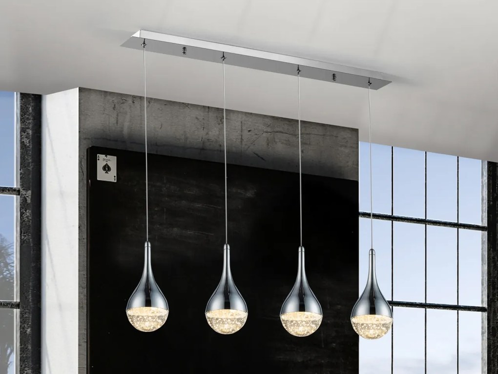 Lustra LED cu 4 pendule design modern Elie crom SV-773421