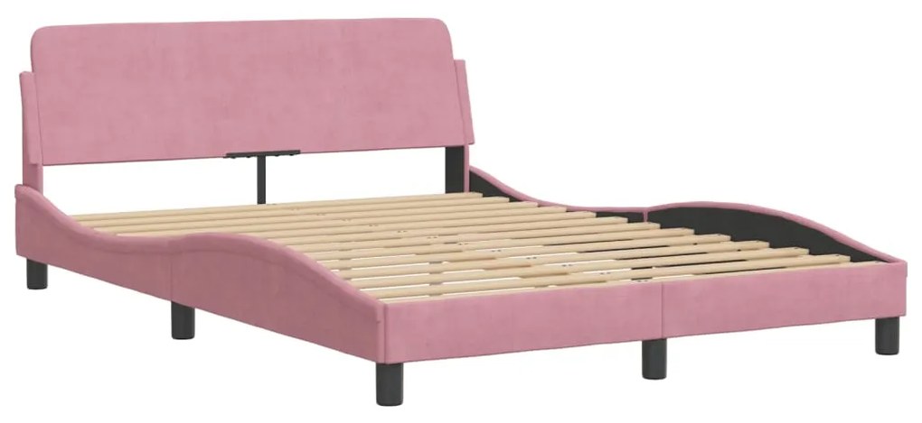 373197 vidaXL Cadru de pat cu tăblie, roz, 140x200 cm, catifea