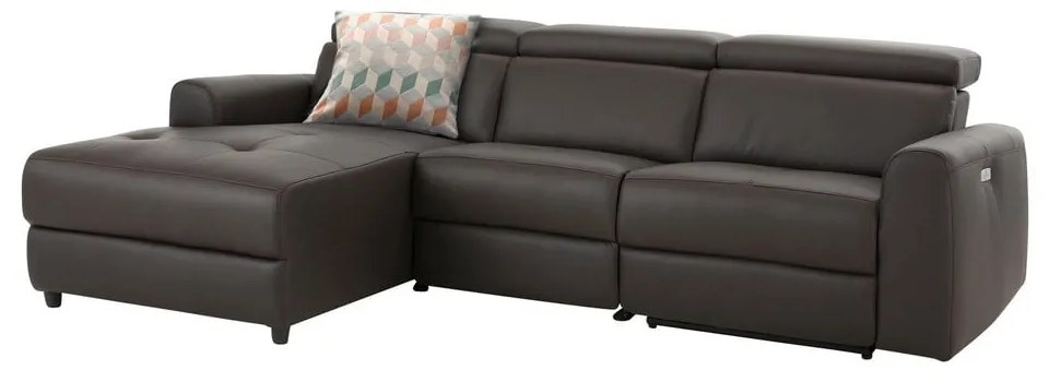 Colțar maro închis cu tapițerie din imitație de piele (cu colț pe partea stângă ) Capena – Støraa