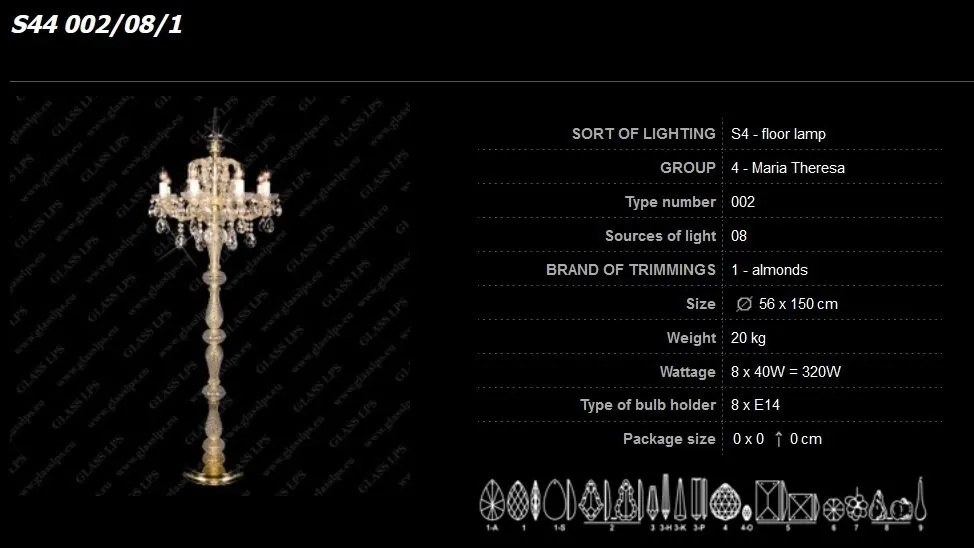Lampadar Maria Theresa cristal Bohemia S44 002/08/1