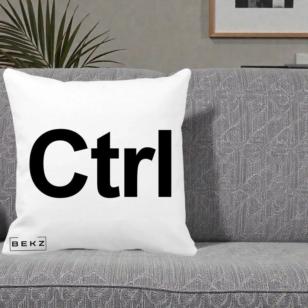 Perna Personalizata Tasta Ctrl Tipografie Bold, 40x40 cm, Alba Mata, Husa Detasabila, Perna Inclusa, BEKZ®