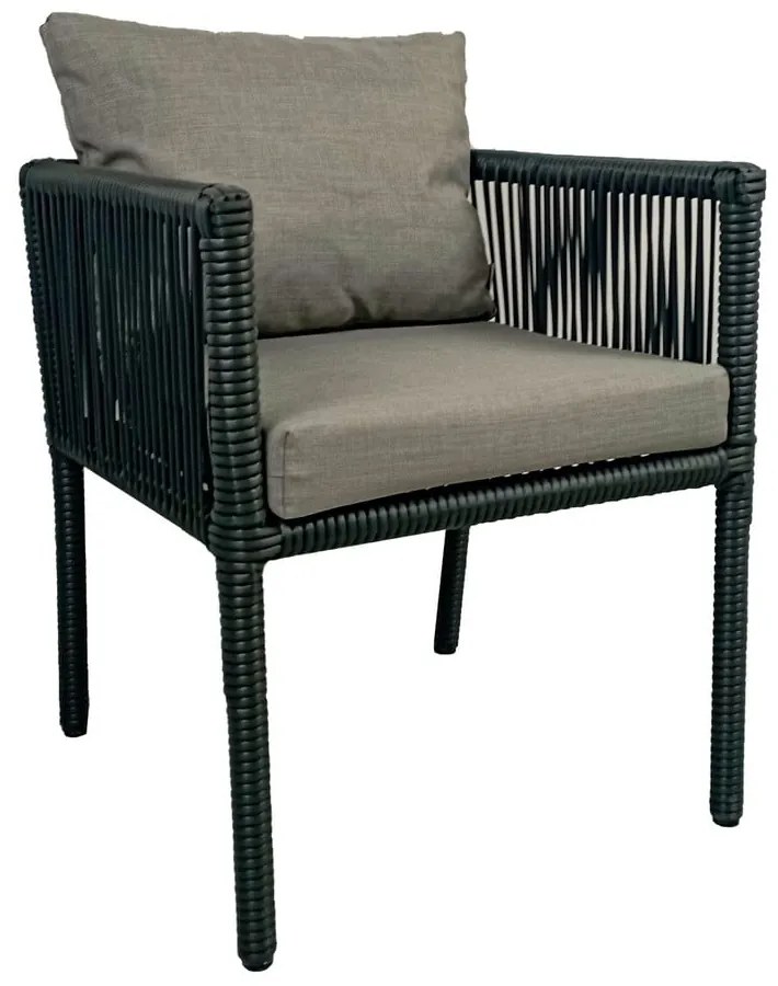 Set de dining pentru grădină gri din ratan artificial pentru șase persoane Vera 2 – Floriane Garden