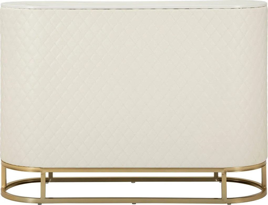 Bufet cu 2 usi si 4 sertare Sharon, Mauro Ferretti, 120x40x85 cm, lemn de pin/MDF/metal, alb/auriu