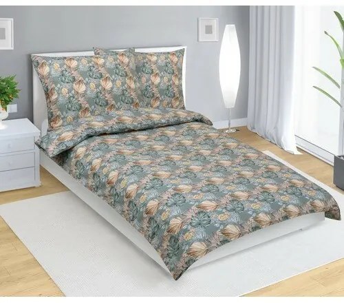 Bellatex Lenjerie de pat din bumbac Monstera,trandafiri gri, 140 x 200 cm, 70 x 90 cm