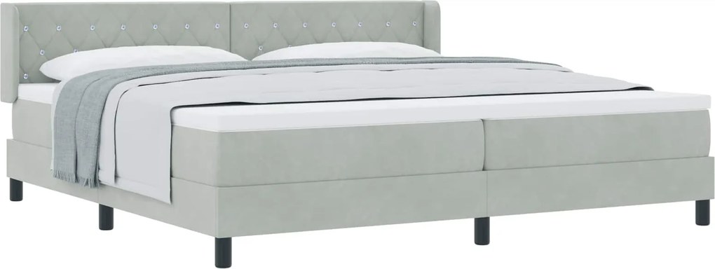 vidaXL Pat cu arcuri cu saltea Gri deschis 200 x 200 cm Catifea