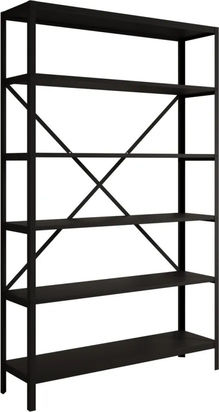 Raft metalic pentru carti, 110x180.2x30 cm, Ralph, ADRK Furniture (Culoare: Negru / Sonoma)