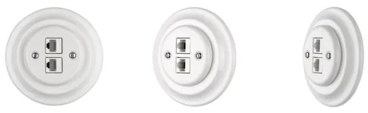 Bohemia-Design - Priză de rețea retro din porțelan cu ramă, 2x CAT5e, alb