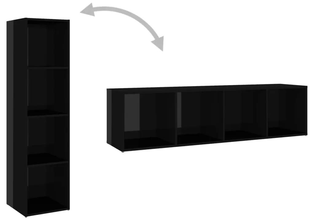 Set de dulapuri TV, 3 buc., negru extralucios, PAL 1, negru foarte lucios