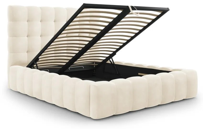 Pat tapitat catifea Bej Deschis Bali – 140×200 cm