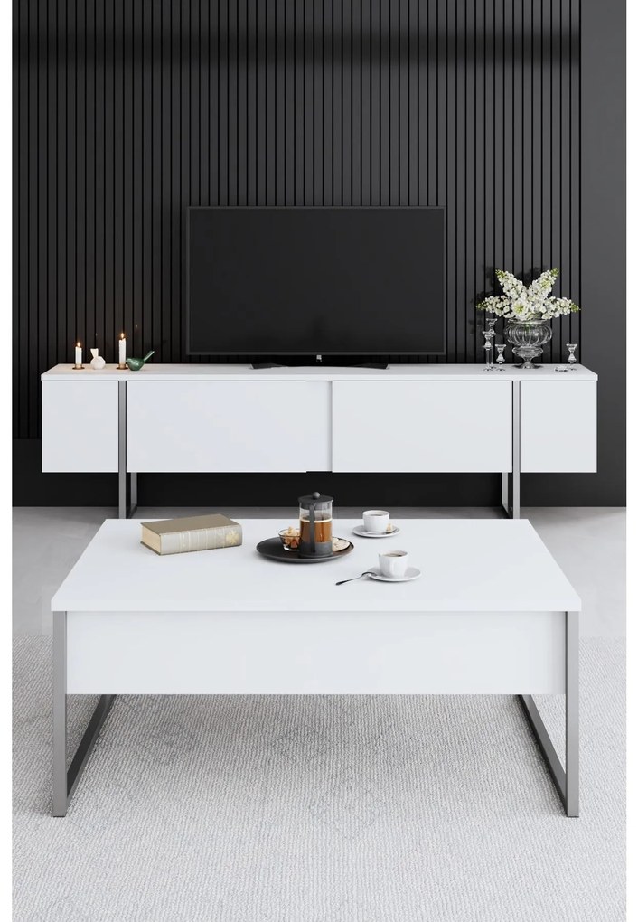 Mobilier living Luna set (Alb + Argintiu) . 1102330