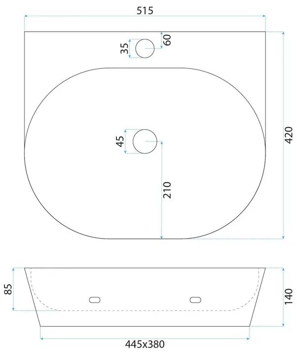 Lavoar ceramic pentru blat REA Kim 52