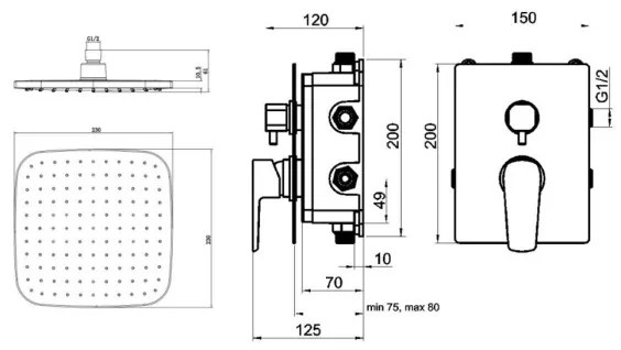 Set de duș cu baterie ascunsă Novaservis METALIA ECO crom lucios