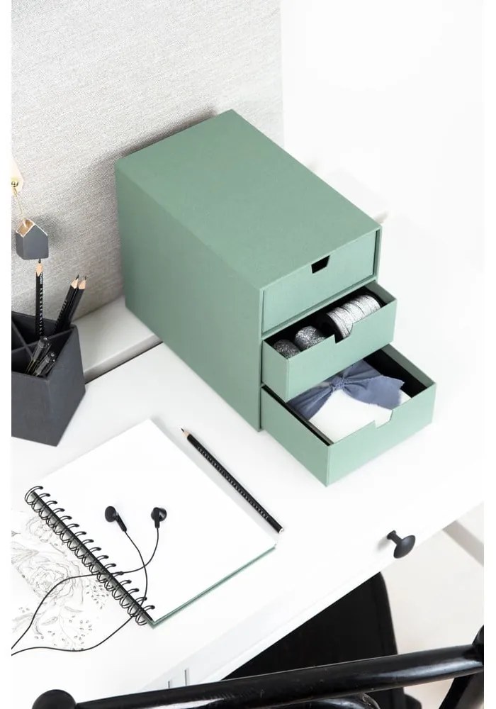 Organizator verde pentru sertar din carton Ingrid Canvas Paper Laminate – Bigso