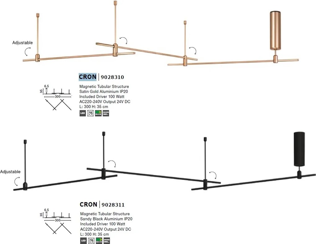 Sistem tubular magnetic-decorativ CRON, negru NVL-9028311
