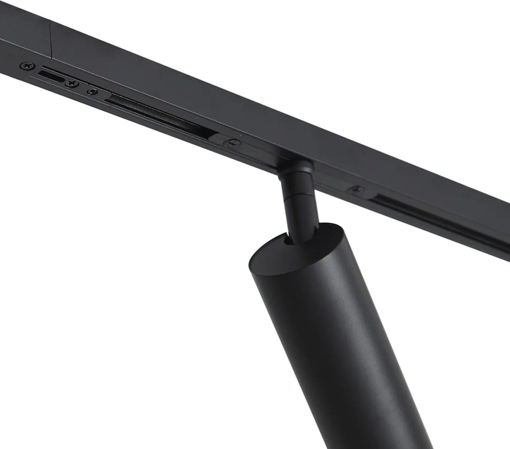 Sistem de iluminat pe șină modern negru cu 2 spoturi și 3 lumini suspendate monofazate - Slimline Uzzy Eira