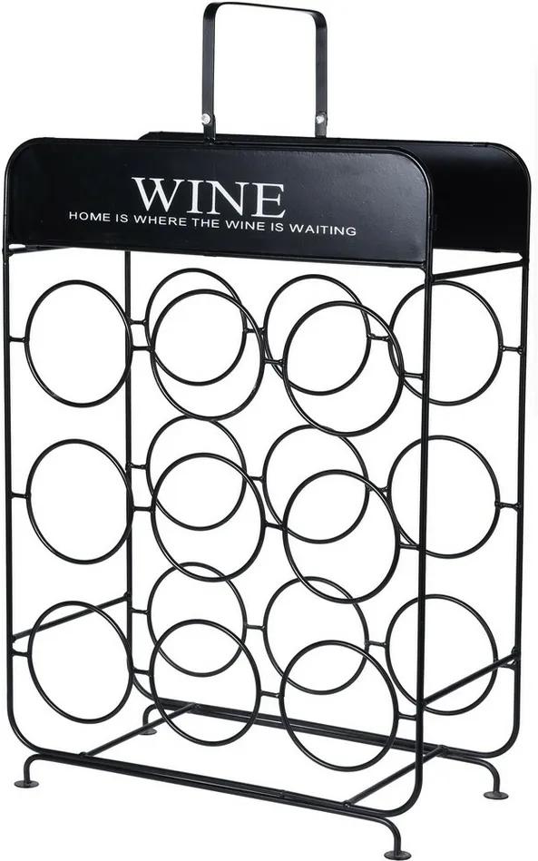 Suport din metal pentru 9 sticle de vin, 37,5 cm x 18 x 55 cm
