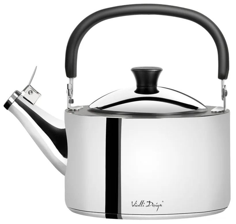 Ceainic din oțel inoxidabil lucios cu capac de presiune Vialli Design Diamante, 1,5 l