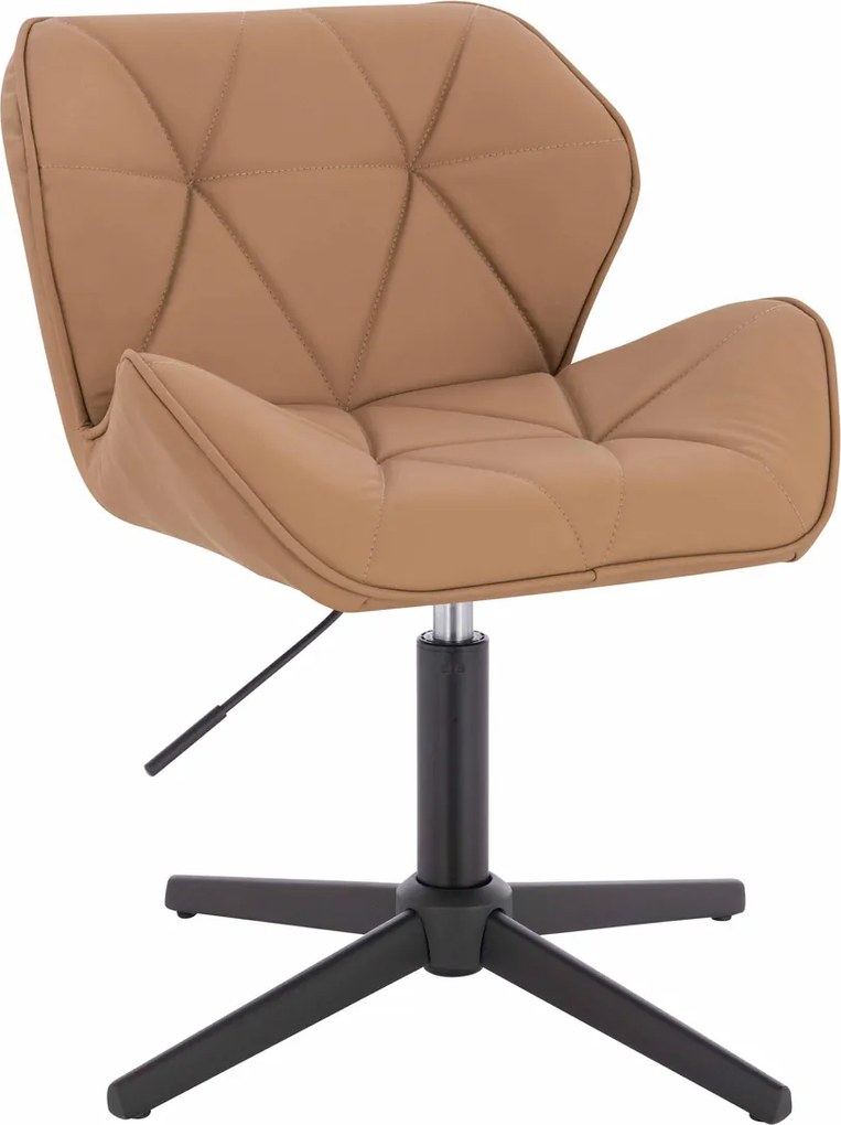 HR111CROSS Scaun Caramel Piele Ecologica Premium Soft cu Bază Neagră