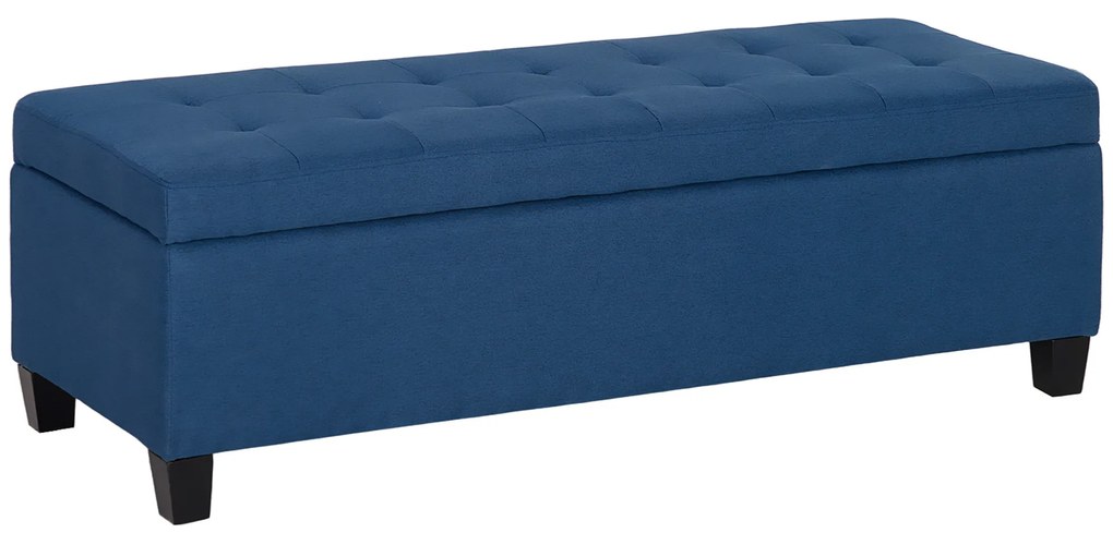 HOMCOM Banc de depozitare 94,5L banca pentru capul patului din material textil cu aspect de in si picioare din lemn, 125 x 49 x 41,5 cm, albastru | Aosom Romania