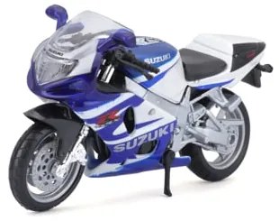 Macheta Motocicleta Bburago 1:18 Suzuki GSX-R750 Alb Albastru, BB51030-51008