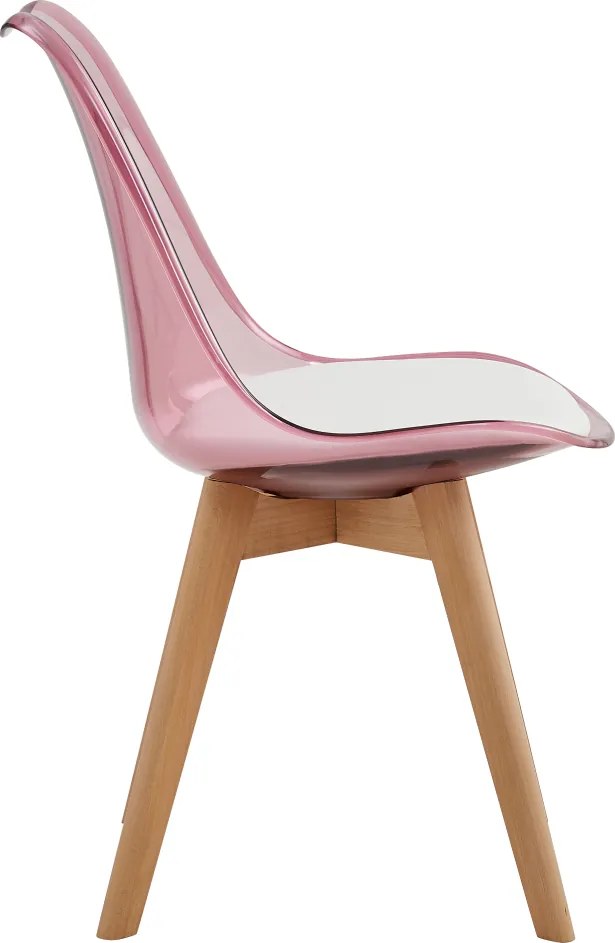Scaun, roz transparent, acrilic/piele ecologică/fag, BALI 2 NEW