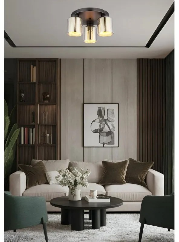 Plafoniera design modern FELICIA 34,5cm negru/crom 16056-3D GL