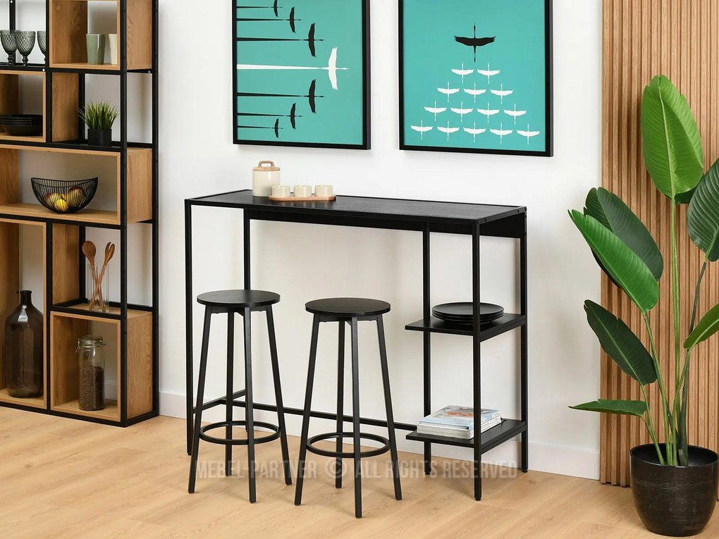 Set de bar Everet (lemn negru + negru) (pentru 2 persoane). 1111869