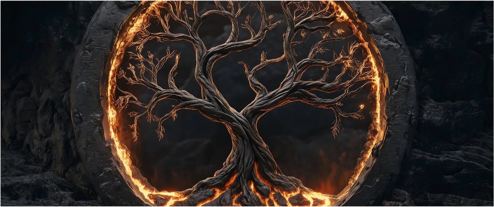 Tablou – Arborele vieții în lavă I. (120x50 cm)