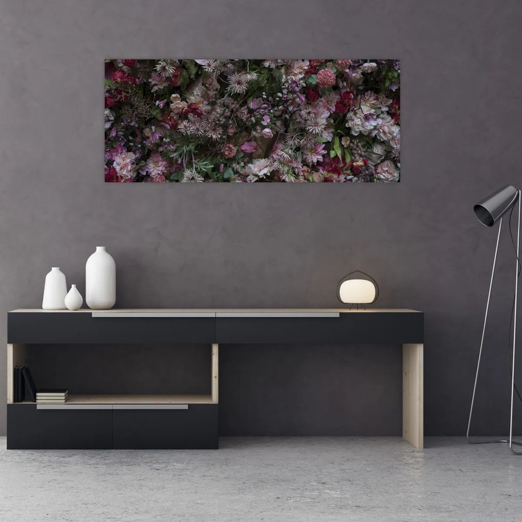 Tablou - Perete de flori (120x50 cm)