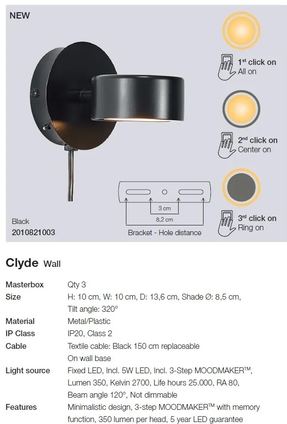 Aplica LED design nordic Clyde 2010821003 NL