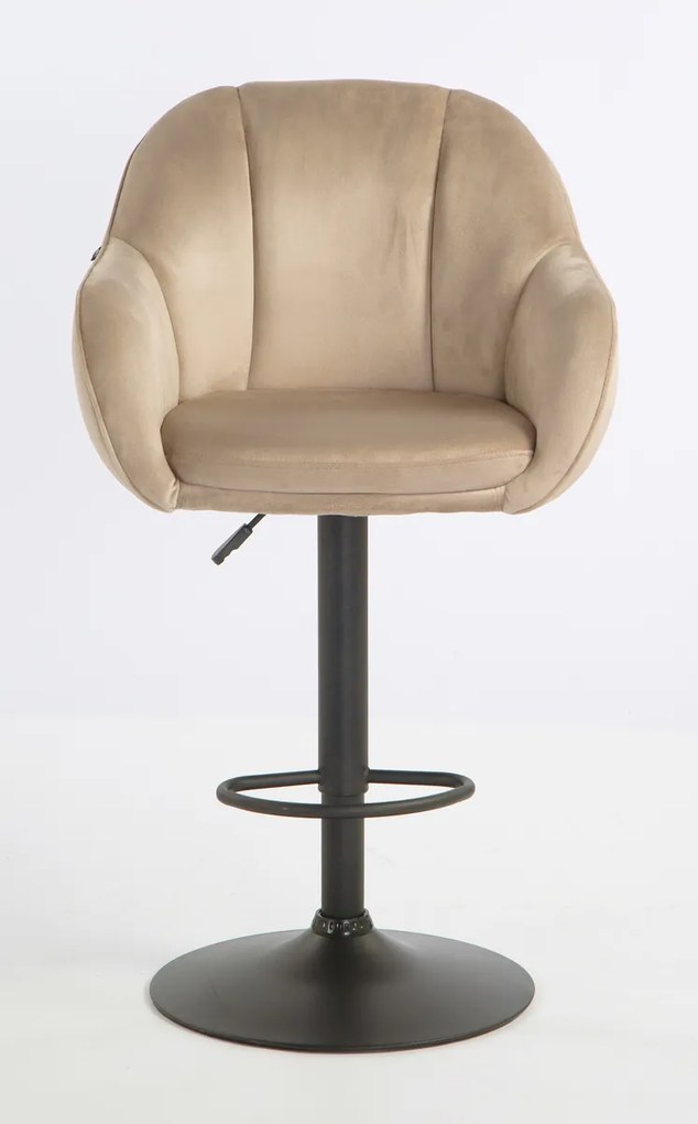 HR2055W Scaun Latte din Catifea cu Bază Neagră