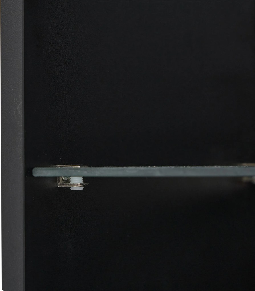 Vitrină lucioasă cu iluminare LED, 1 raft de sticlă, 45x35x160 cm, Negru