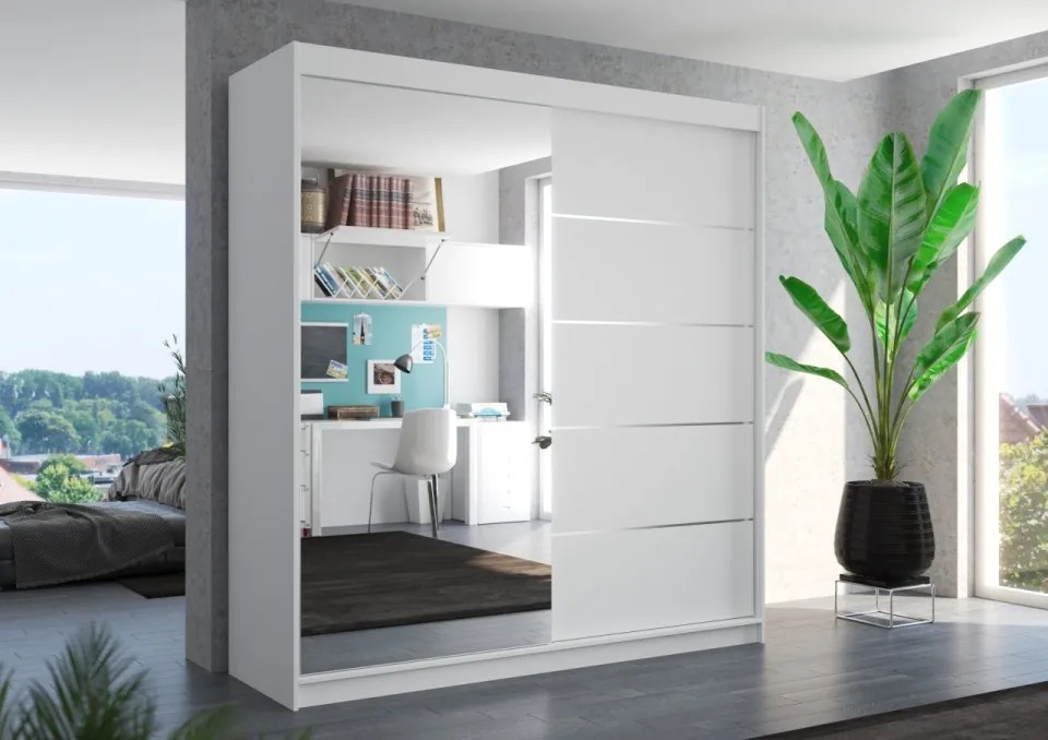 Dulap cu usi glisante si oglinda 200x215 cm, Oliver, ADRK Furniture (Culoare: Casmir)