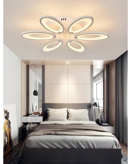 Lustra LED Cu Telecomanda, Elit's Esn M003-6, 132W, Alb