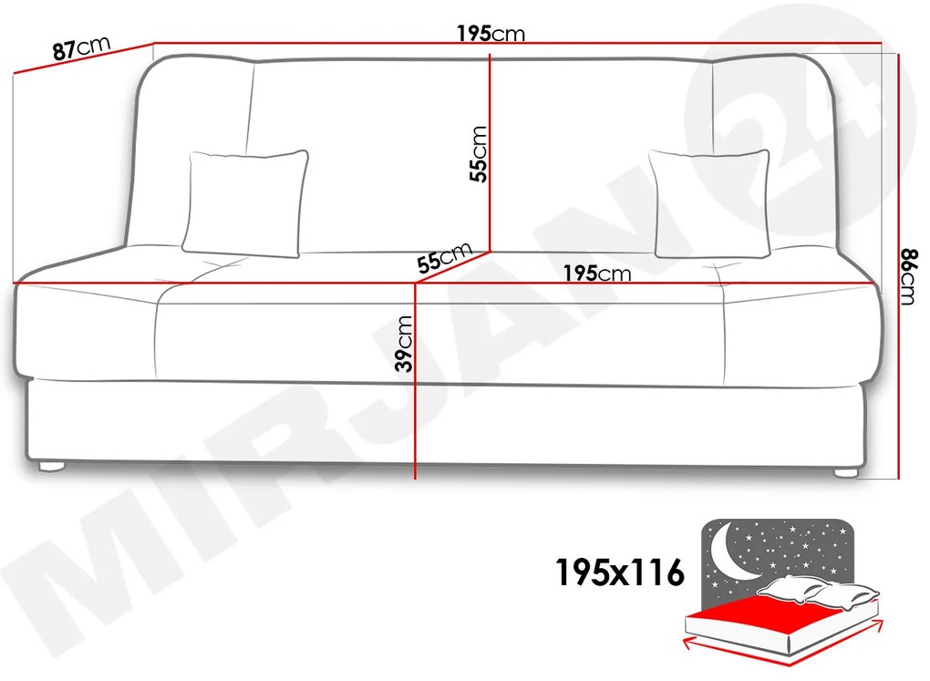 Canapea Magnus  (gri + negru). 1122541