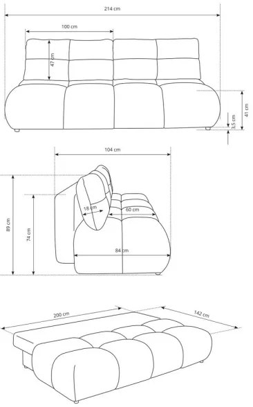 Canapea extensibilă 3 locuri cu spațiu de depozitare NUORO, verde