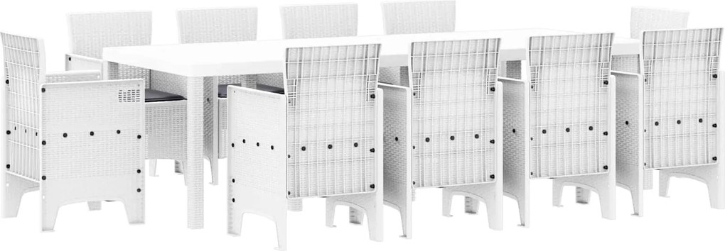 vidaXL Set de masă pentru grădină 11 pcs Alb Polipropilenă