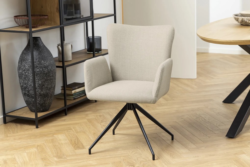 MAZZONI EXPORT SARETTA Bej (material Basel 24) - SCAUN MODERN PIVOTANT TAPIȚAT PENTRU SALON/SUFRAGERIE/BIROU LOFT
