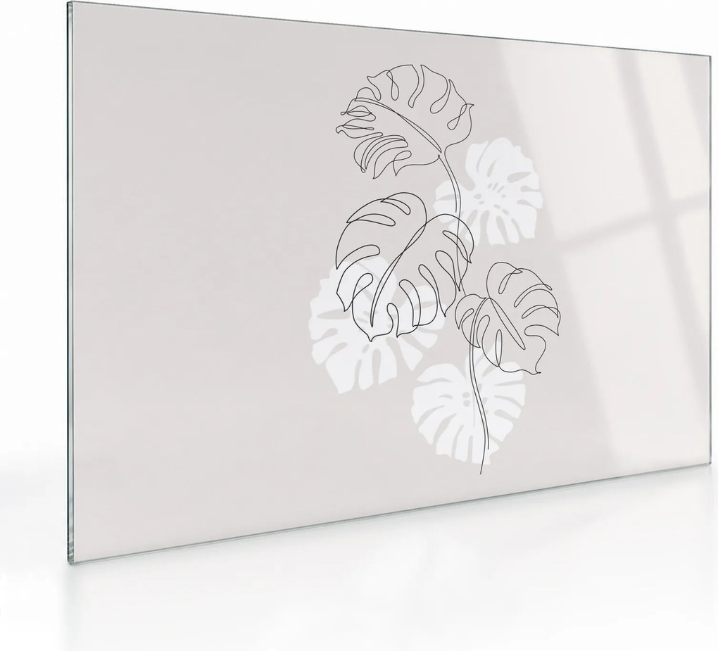 Tablou pe sticlă - Linia de artă monstera N⁰3 (70x50 cm)