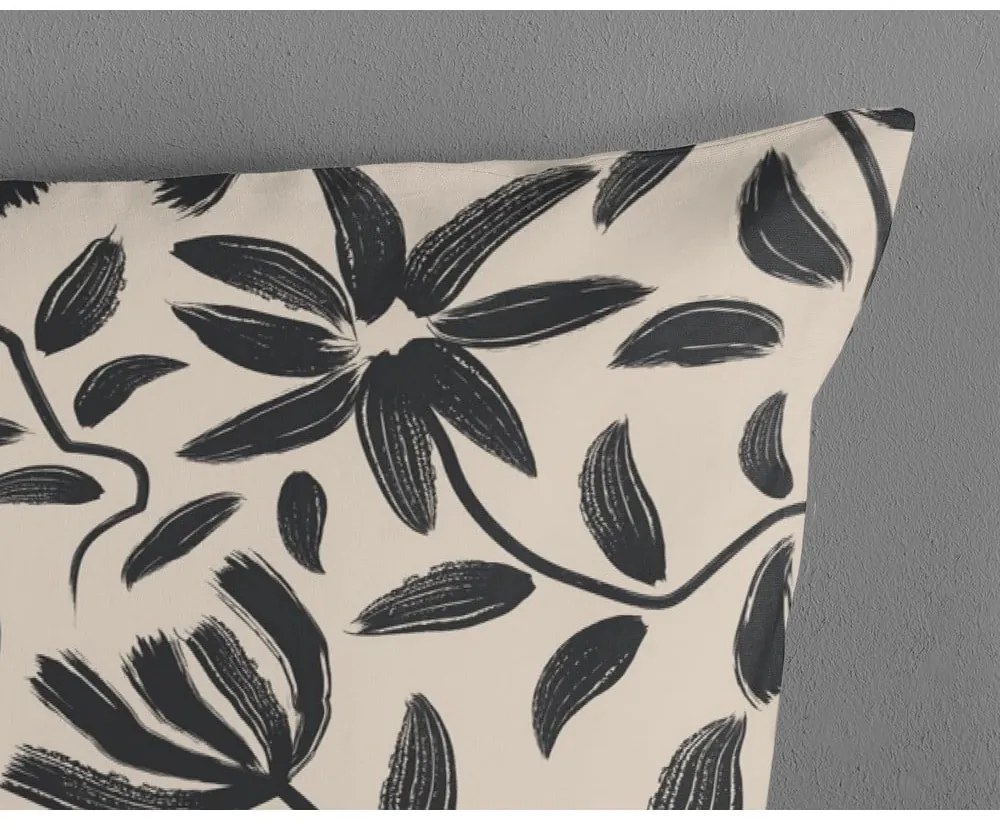 Lenjerie de pat neagră-bej din bumbac pentru pat de o persoană, extinsă 140x220 cm Emilia – Good Morning