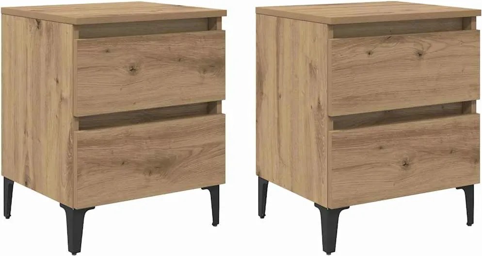vidaXL Dulap de noapte 2 pcs stejar artizanal 40 x 35 x 50 cm