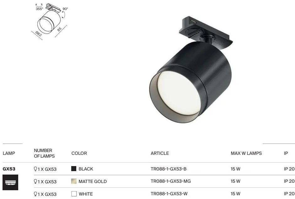 Accesoriu, Spot pentru sinele monofazate Unity, Polar auriu mat