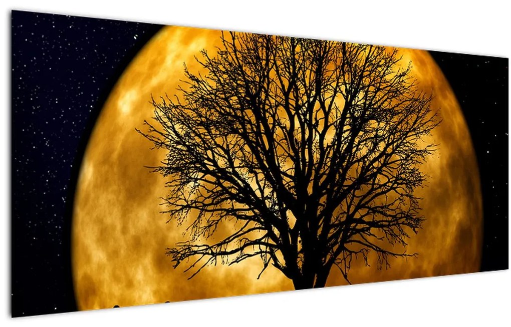 Tablou cu luna și siluete (120x50 cm)