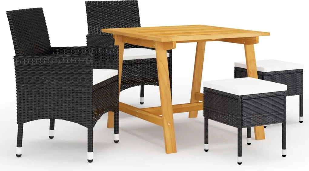 vidaXL Set mobilier de grădină, 5 piese, negru
