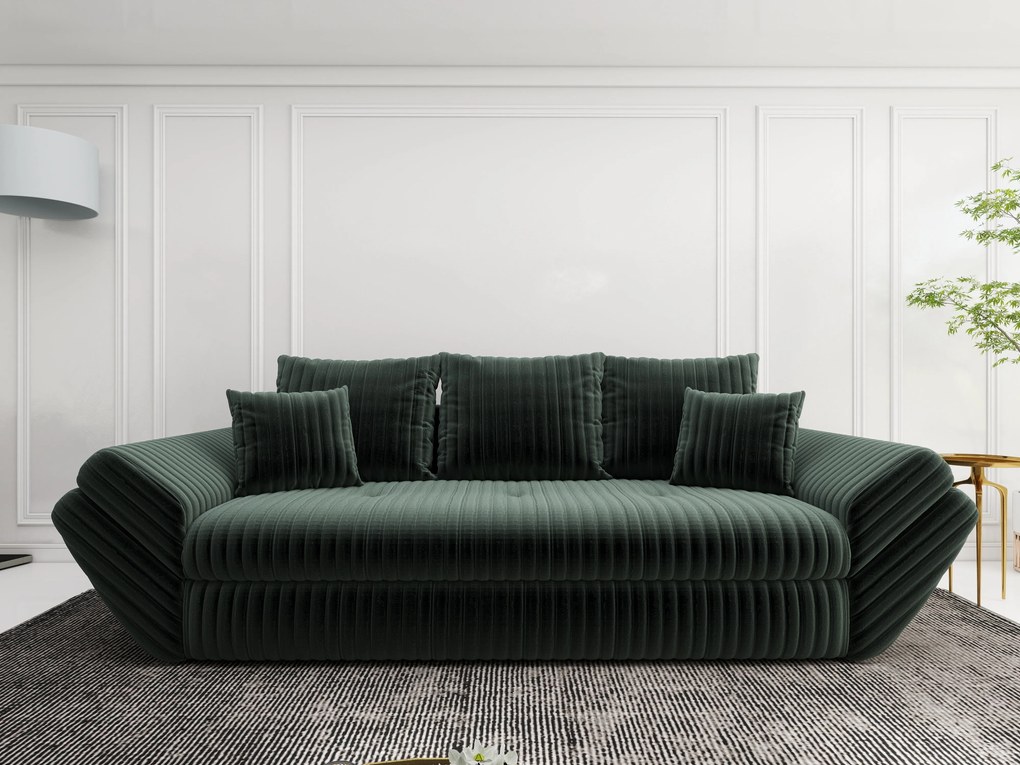 Canapea extensibilă dumonde cu ladă de depozitare si sezut confortabil din spuma high-density, Loana Ambience Green 250x100 cm