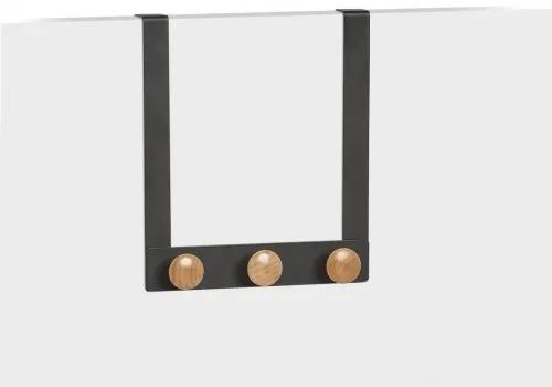 Cuier pentru usa, din metal si lemn, Scandi Negru, l24,5xA5xH25 cm