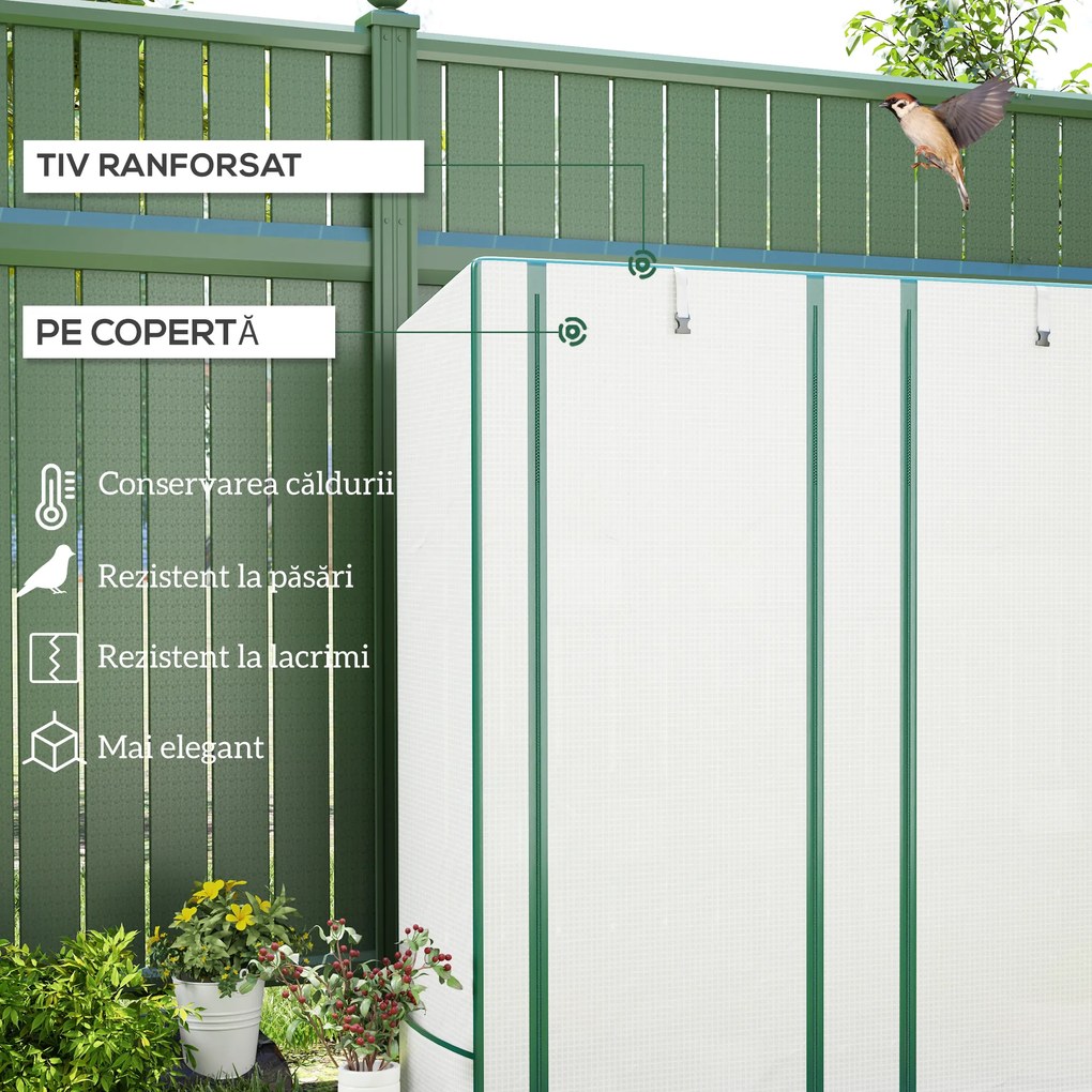 Outsunny Seră Aplicată, din PE Consolidată,, 144 x 48 x 152 cm, Alb | Aosom Romania